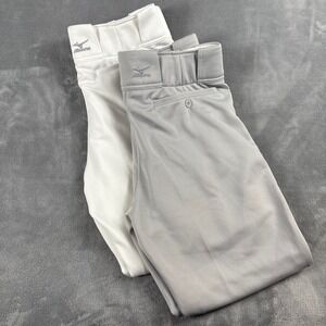 Mizuno Baseball Softball Pants Men's White‎ Grey Belt Loops 2 Pairs of Medium
